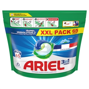 Ariel Detergente em cápsulas 3 em 1 Alpine | 65 lavagens