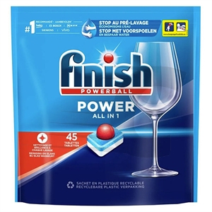 Finish | Powerball Regular | Pastilhas para máquina de lavar louça | Powerball | 45 lavagens