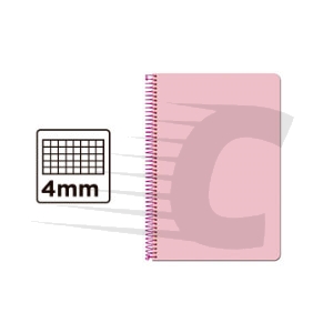 Caderno Espiral A5 | 80F | Quadrícula 4mm | Capa Dura | 75gr | Rosa